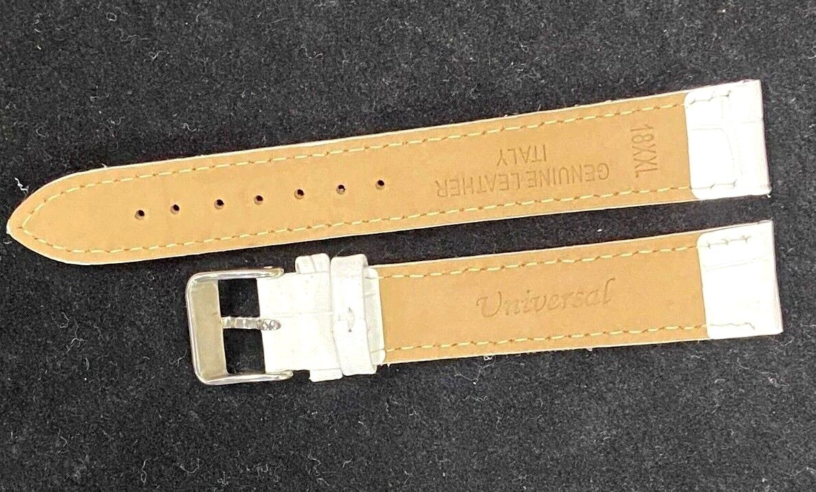 Lot of 6 Watch Band Genuine Leather Alligator White(PADDED) 16,18,20,22,24mm XXL