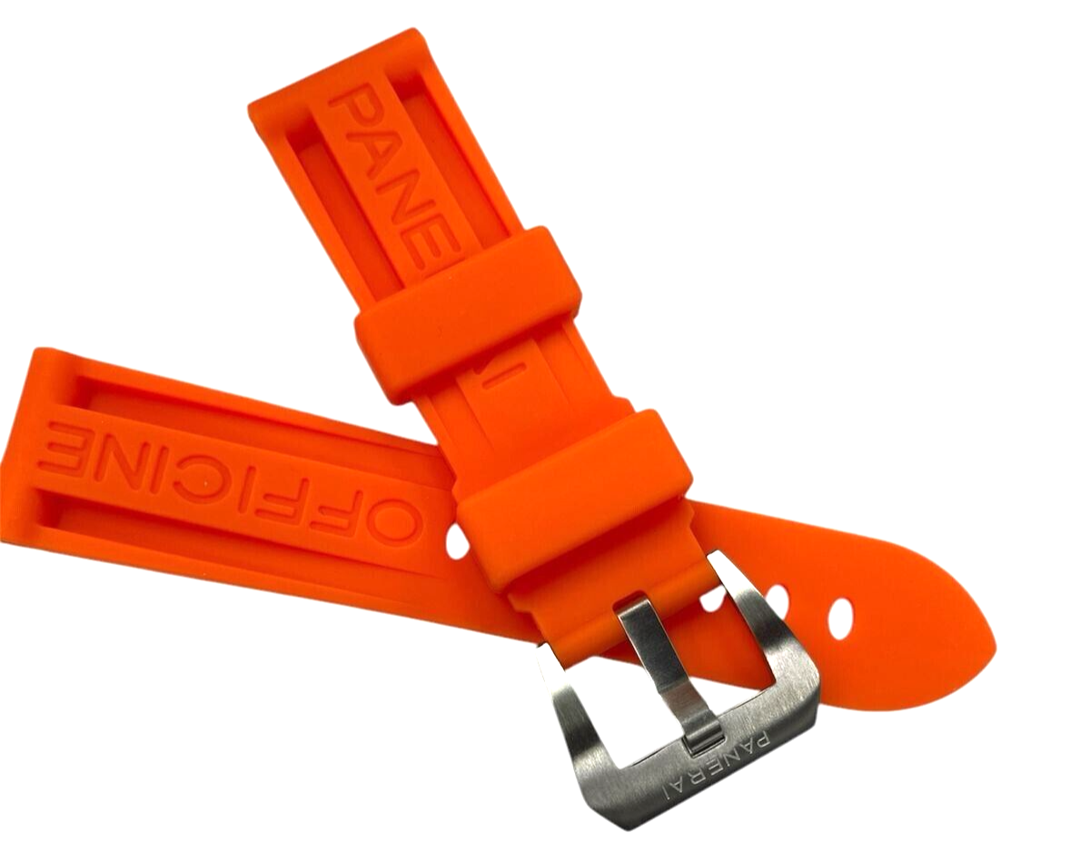 New Watch Band 24mm Rubber Strap ORANGE Color for PANERAI OFFICIAL