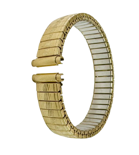 9-11MM Vintage Classic Style Textured Gold Color Stretch Band for Ladies Watches
