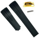 20mm Curved-End Vulcanized Rubber Black Replacement Strap for ROLEX Watches