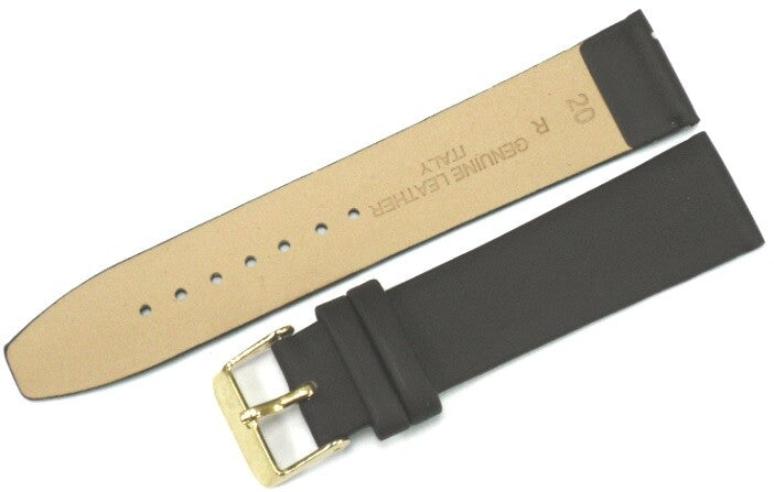 12MM Dark Brown Genuine Leather Flat Plain Watch Band, Lot of 6 Bands