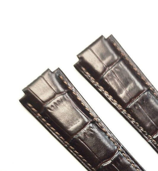 WATCH LEATHER BAND STRAP FOR CARTIER SANTOS 22MM DARK BROWN WATCH TOP QLTY