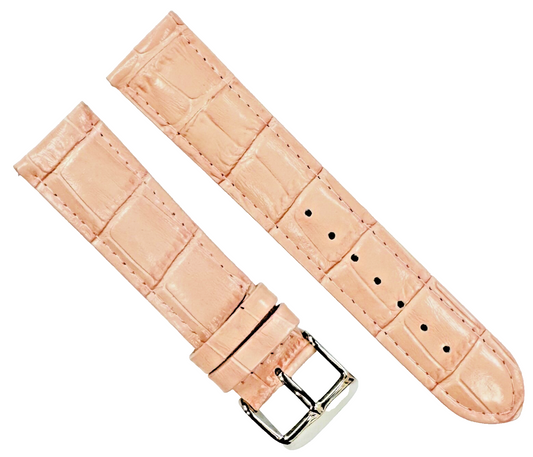 20-18 MM Pink Genuine Leather Alligator Grains Watch Band