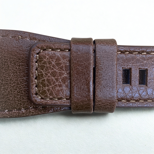 35mm Bell & Ross Style Leather Band Strap – Brown w/ Brown Stitching | 24mm lug