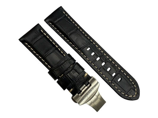 Panerai Daylight Watch 24/26mm Alligator Strap with Deployment Buckle