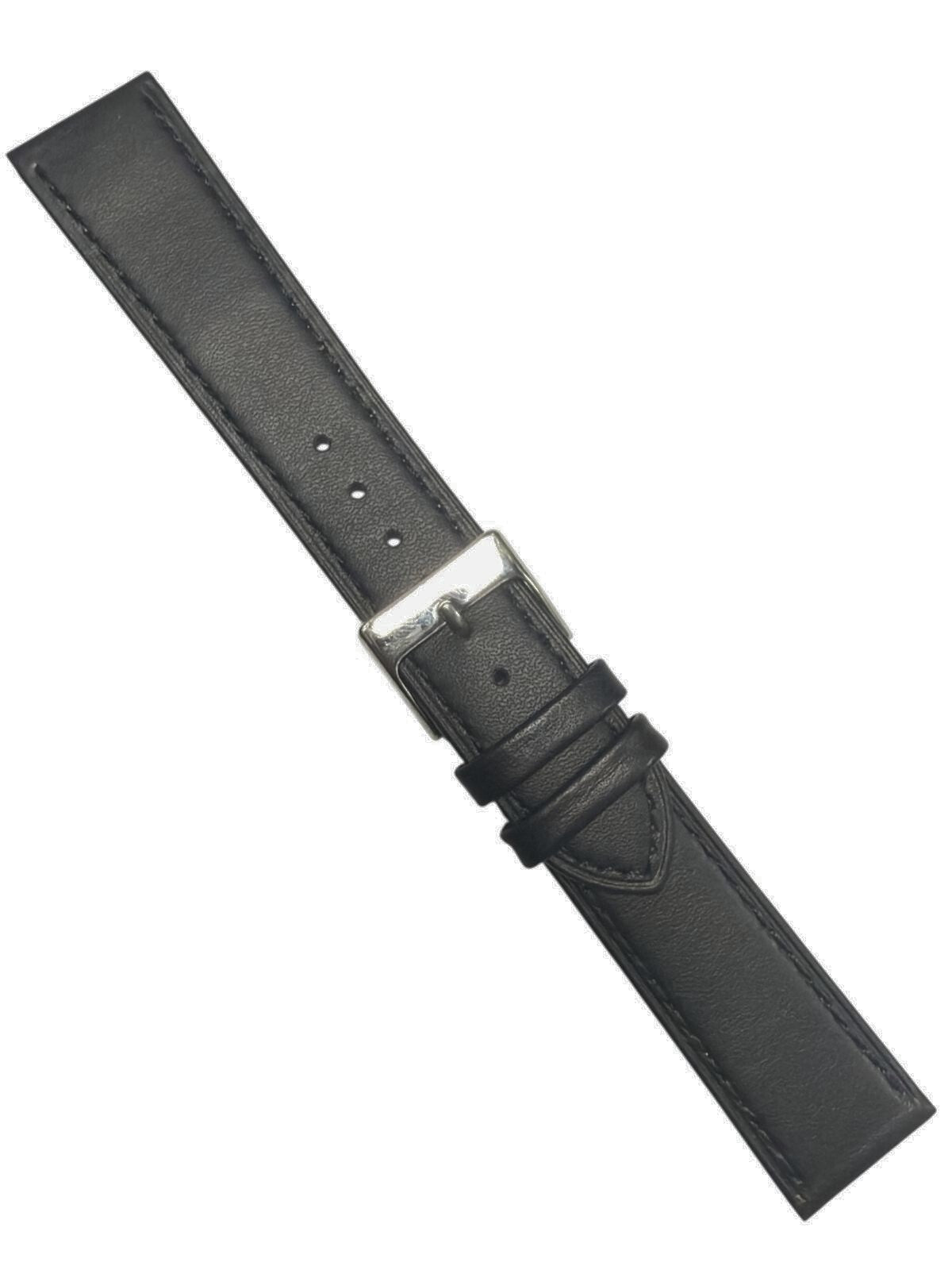 Genuine Leather Black Straight Watch Band Sizes: 14,16,18,20,22mm