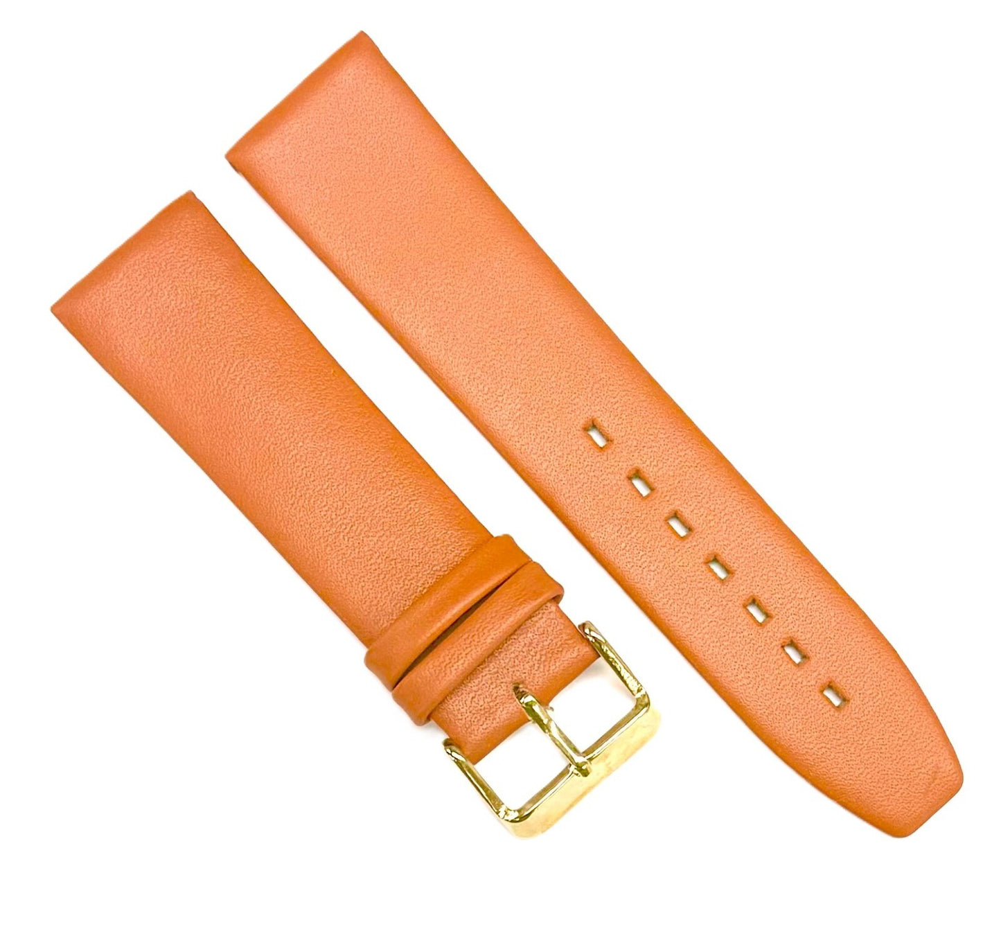 Lot of 6, 18-24mm Genuine Leather Plain Tan Color, Flat & Unstitched Watch Band