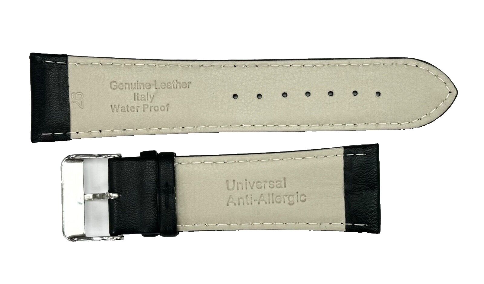 26 MM Genuine Leather Plain Black Watch Band Lot of 6