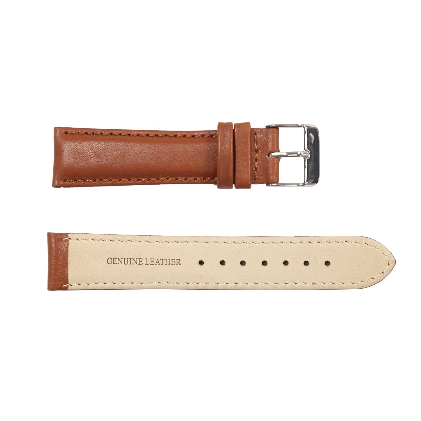 Watch Band Light Brown Genuine Leather Padded, Stitched 20MM, Lot of 6