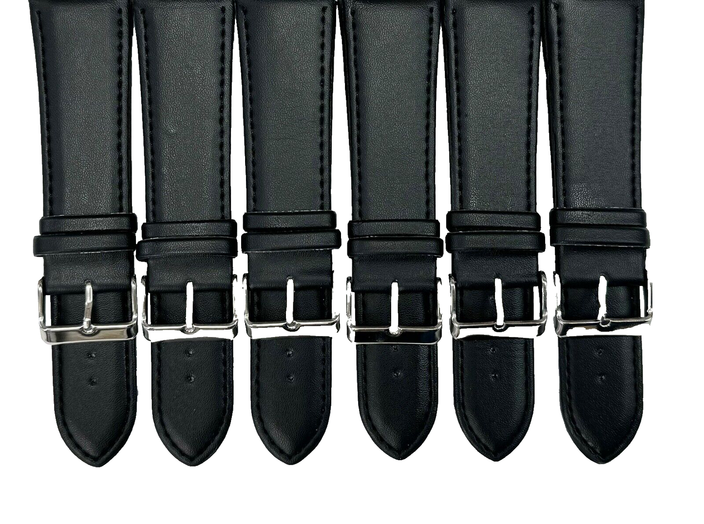 26 MM Genuine Leather Plain Black Watch Band Lot of 6