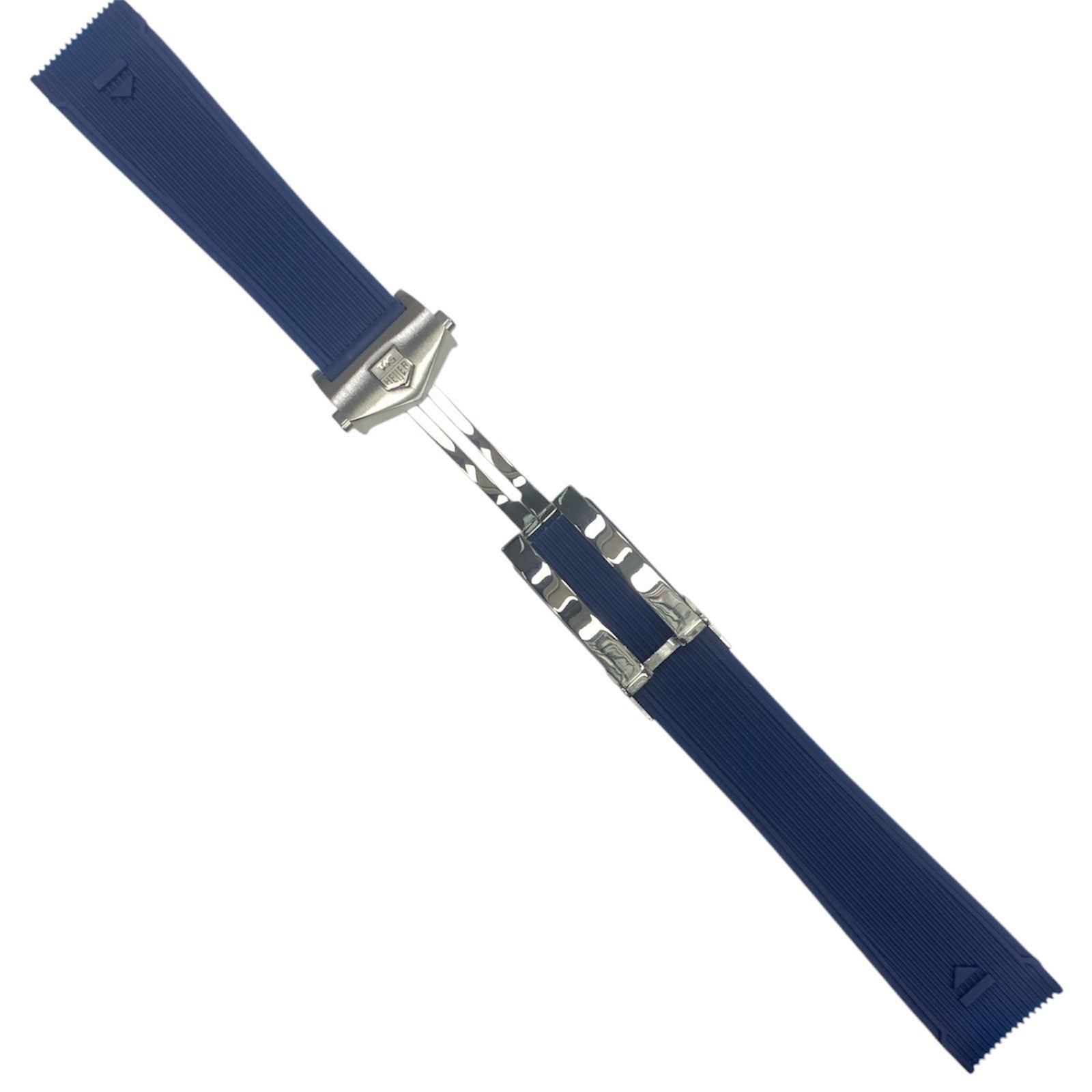 Black Rubber Watch Band Strap - 22mm Lug for TAG Heuer Aquaracer/Carrera Blue