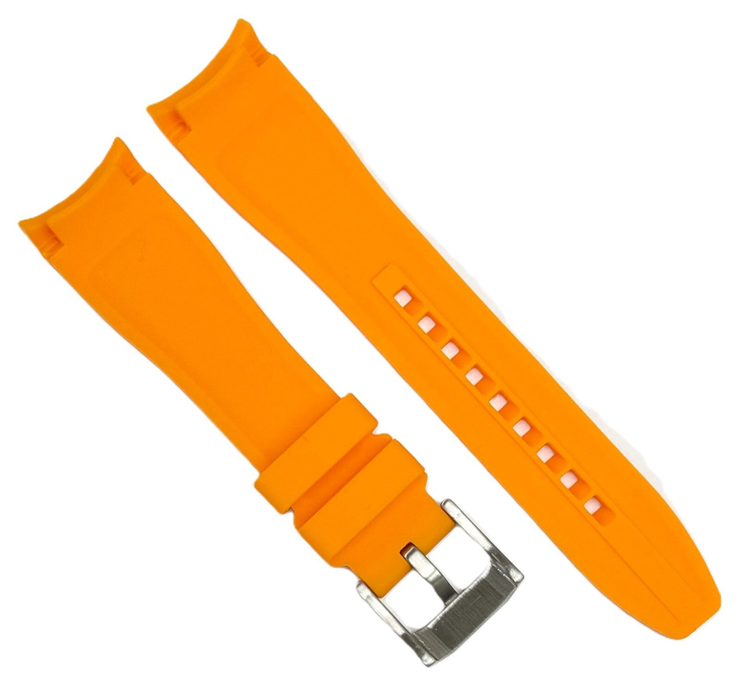 18-24mm Curved-End Sunshine Orange Soft & Smooth Silicon Rubber Watch Band