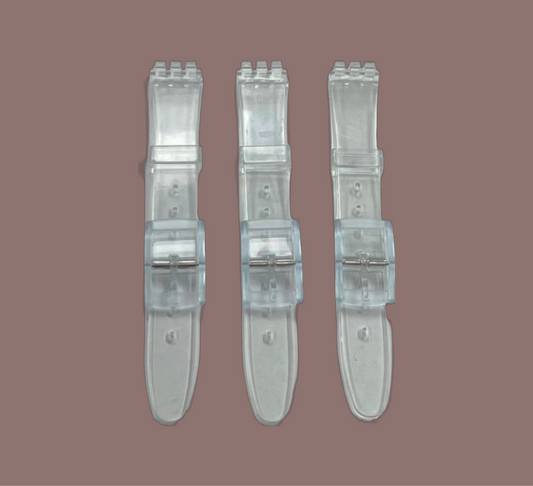 Swatch Replacement Plastic PVC Watch Band Flat Transparent without Pins 12mm