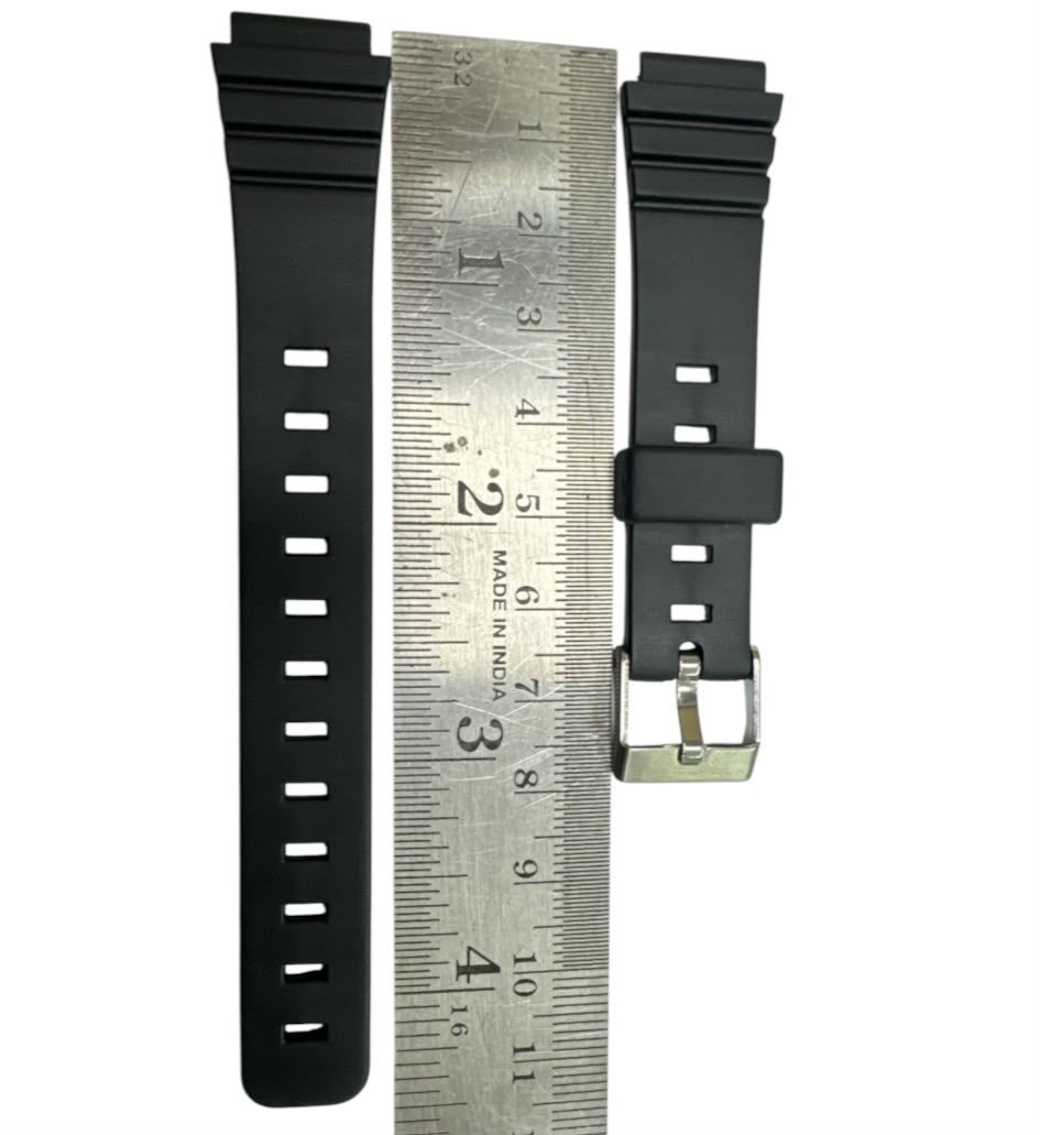 14MM BLACK PLASTIC PVC WATCH BAND FOR CASIO and other watches