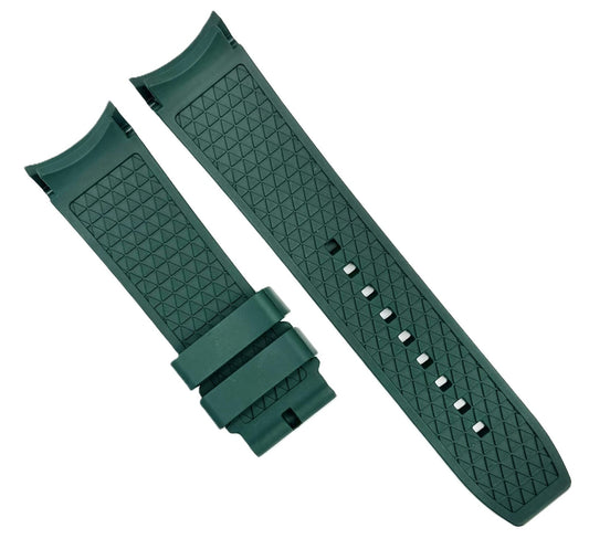 18-24mm, High Quality FKM Fluorine Rubber Dark Green Watch Band