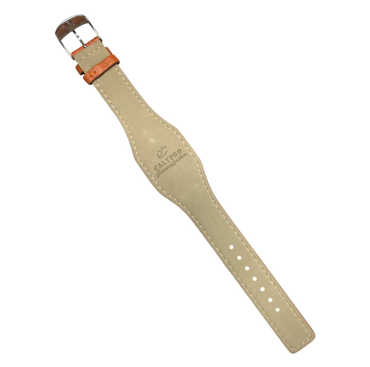 18mm Genuine Grainy Leather Tan Watch Band Compatible with Fossil & Guess