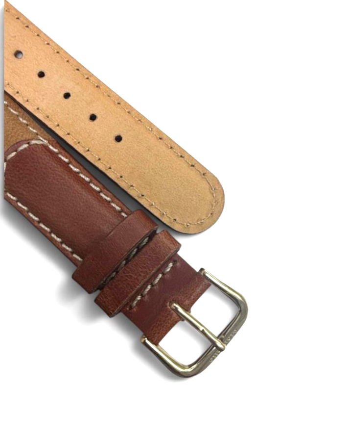High-Quality Genuine Leather w/ white stich Watch Strap Band 18mm