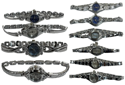 10pcs Set Women's Fashion Steel Band A21 Quartz Multi-Design Watch Bracelet