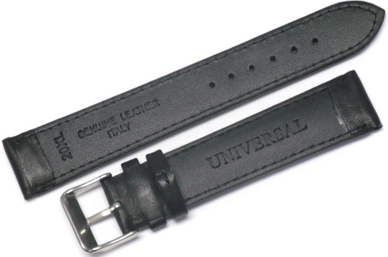 24 MM Long Plain Black Genuine Leather Padded Watch Band Lot of 6