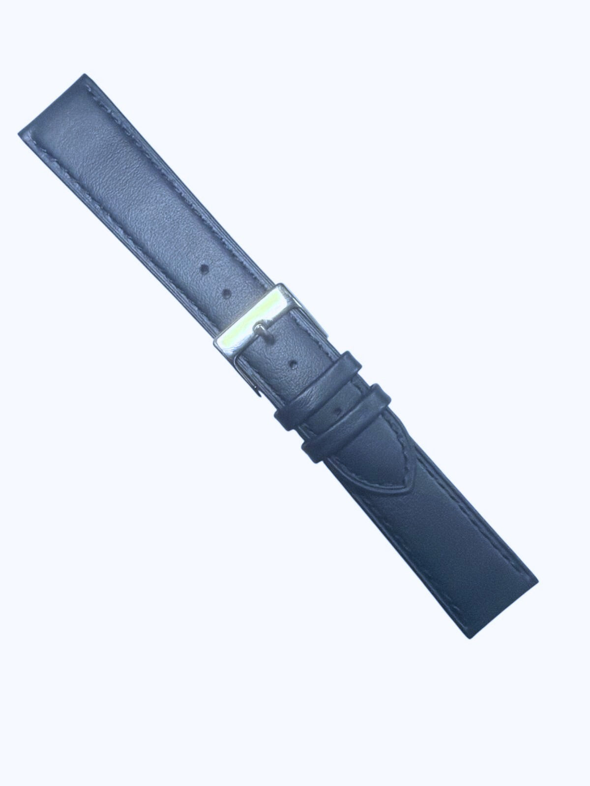 Genuine Leather Navy Blue Stitched Straight Watch Band Sizes: 14,16,18,20,22mm