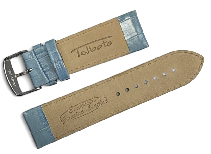 Triumph authentic genuine leather Light Blue color watch band strap 24mm