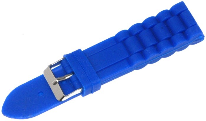 Watch Band Blue color Silicone (Heavy)24mm Silver Buckle with free spring Bars