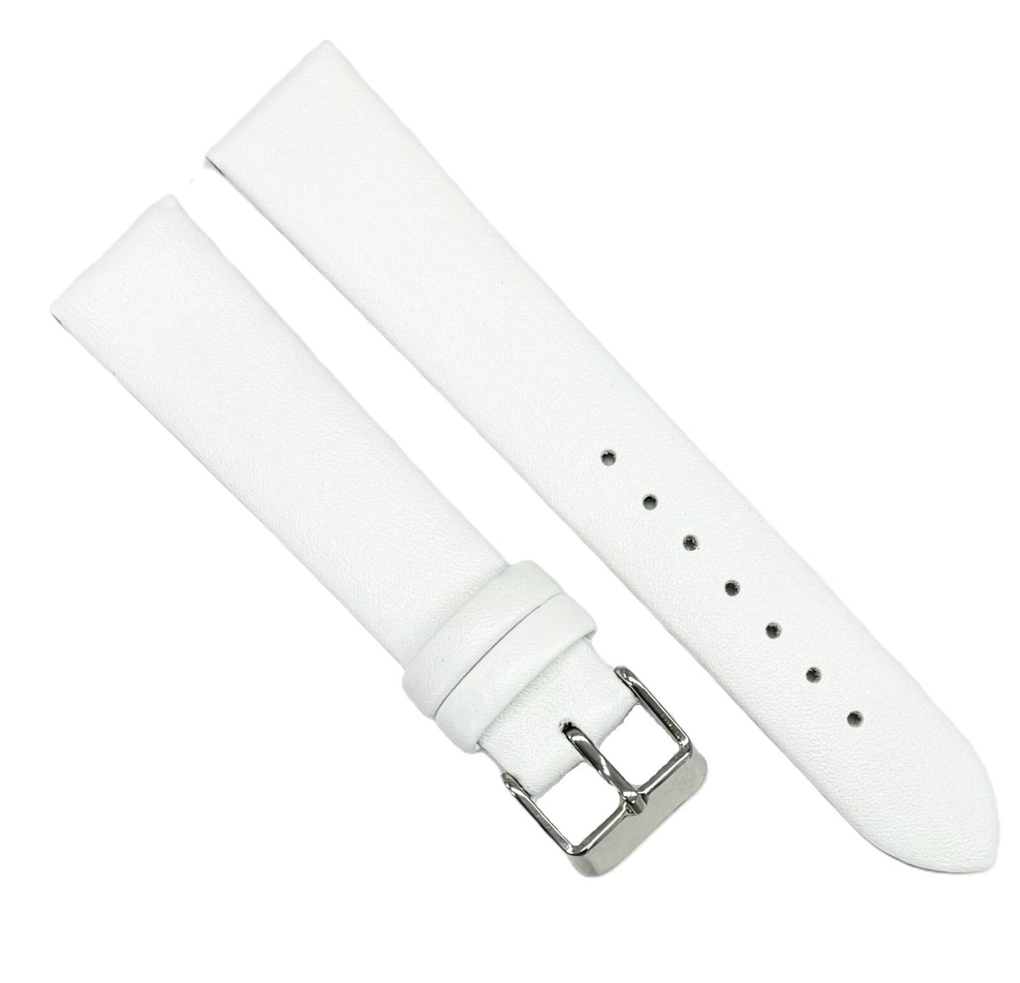 12-26mm Italian Genuine Leather Plain Classic White Watch Band with No Stitching