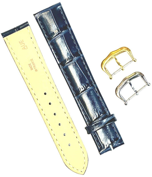 Watch Band For Cartier Tank Antique Alligator Grain Size 18x16mm D.Blue Color