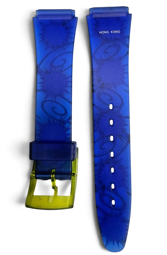 18MM PLASTIC PVC WATCH BAND BLUE ROCKET DESIGN WATER PROOF