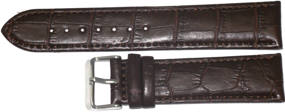 24 MM Genuine Leather Alligator Grains Dark Brown Watch Band Lot of 6 Bands