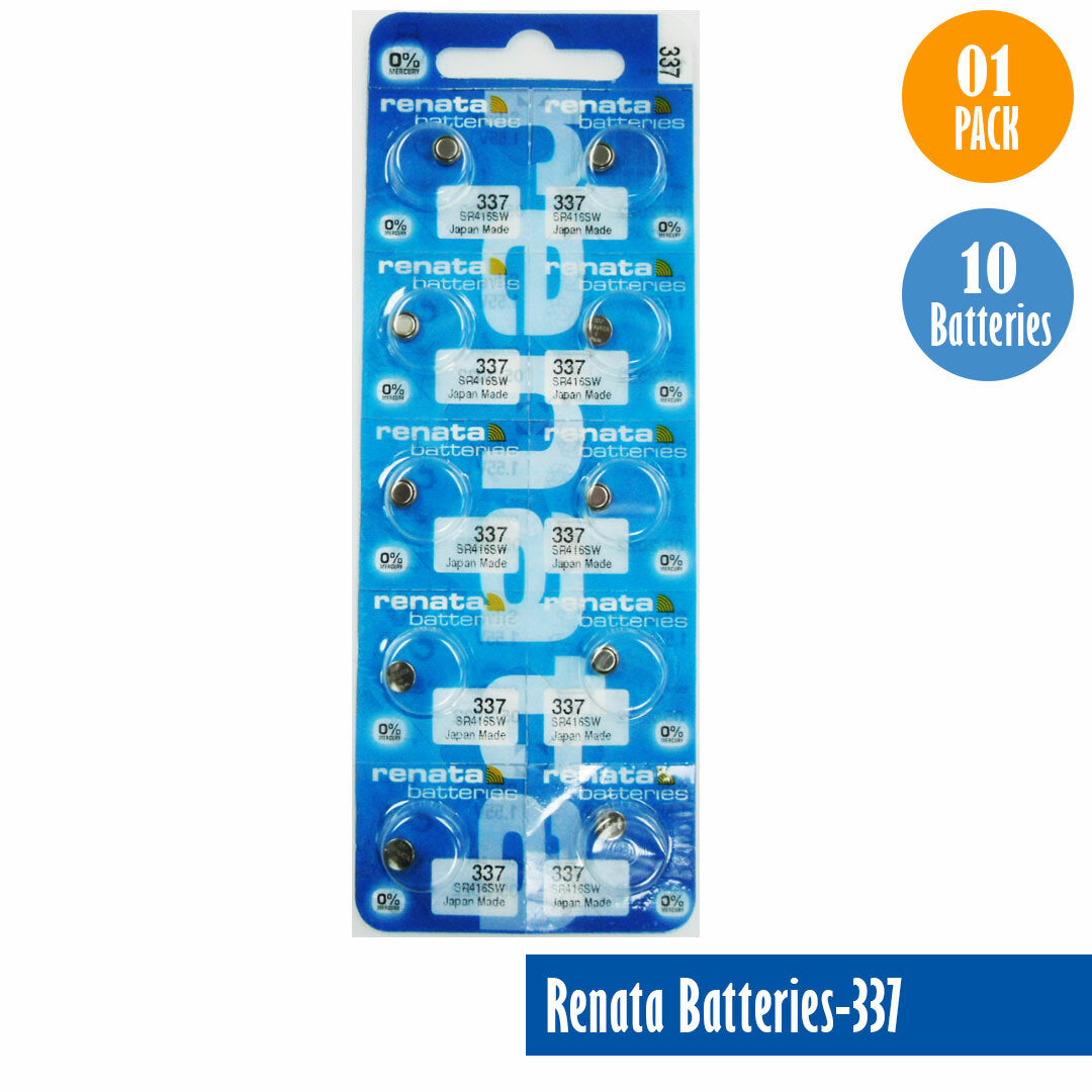 RENATA 337 Swiss Made SR416SW Watch Batteries, 0% MERCURY Pack of 10 Batteries