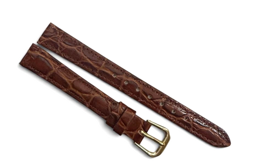 (set of 3) BROWN 8/10/12MM FLAT LEATHER STRAP BAND FOR WATCH gold Buckle