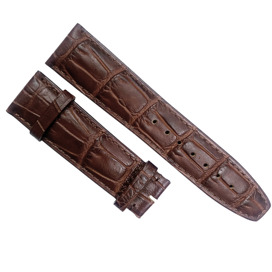 IWC Style Brown Leather Watch Band – Crocodile Pattern Strap | Multiple Sizes