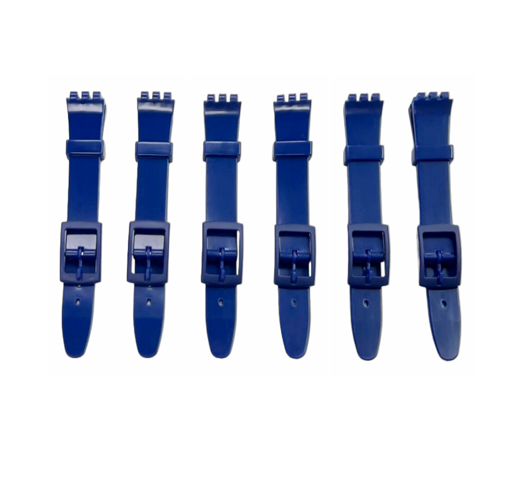 Swatch Replacement Plastic PVC Watch Band Flat Shinny without Pins 12mm