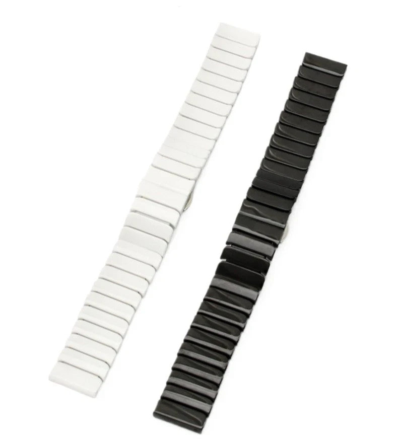 High-end White Ceramic Watch Band with Deployment Buckle 22MM