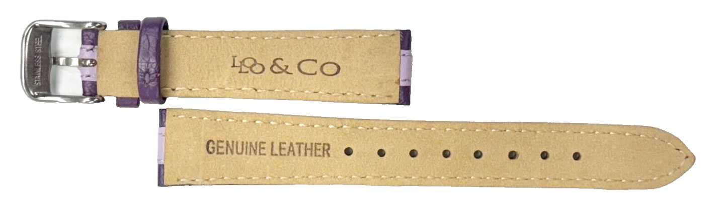 LO&CO Watch Band 16mm Regular Purple Genuine Leather Stitched, Padded (Lot of 6