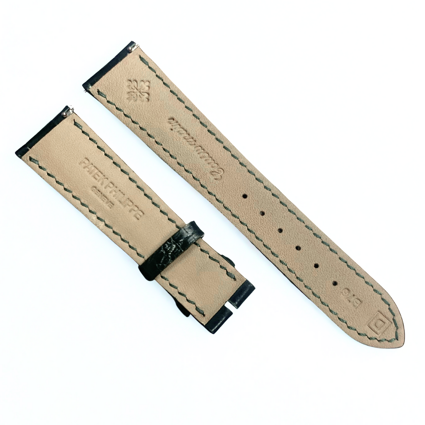 OEM Patek Philippe Black Alligator Leather Watch Band - 18mm x 14mm