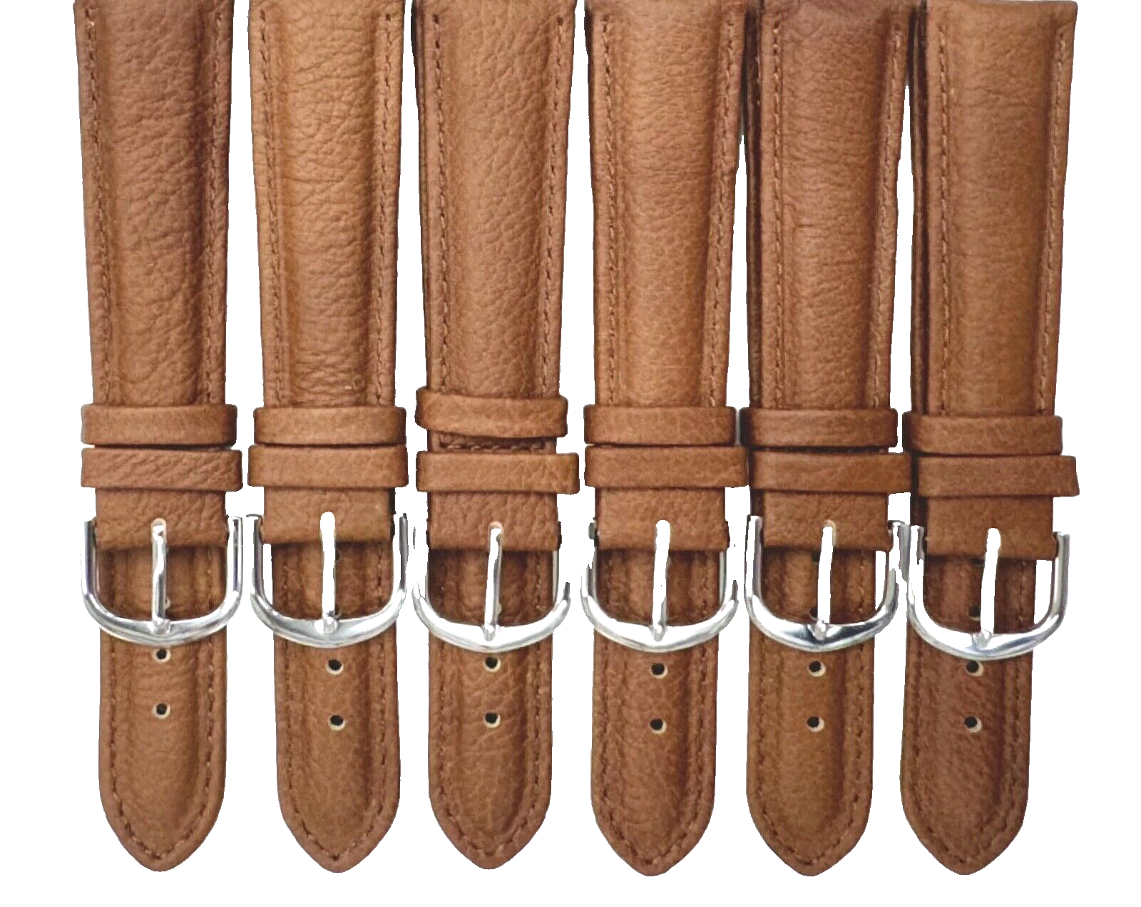 20MM Brown (TAN) Genuine Leather Grain Watch Band, Lot of 6 Bands