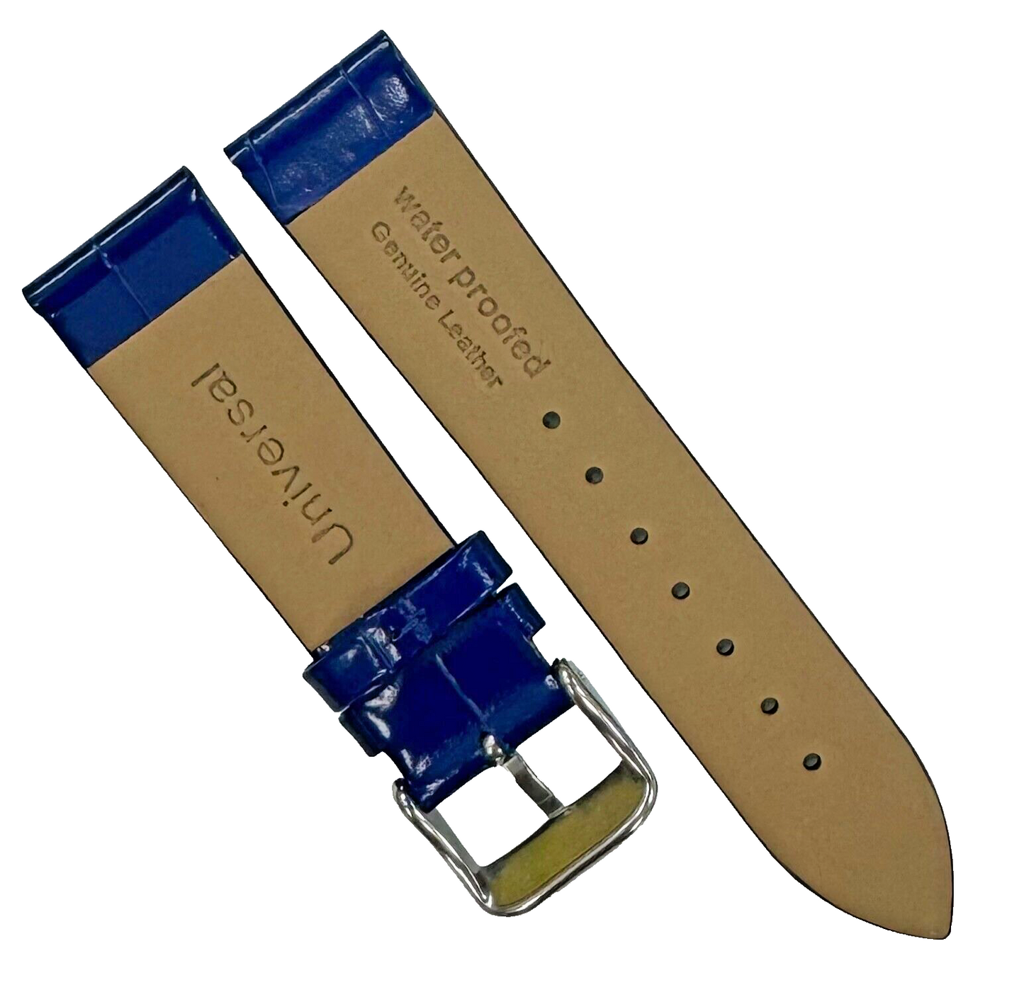 New Watch Band Navy Genuine Leather Alligator Grain (Flat, Short) 18x16MM