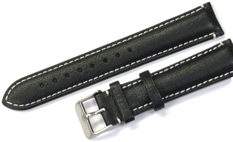 Watch Band Genuine Leather Black ,Stitched 20mm for High End Watches(A1 Quality)