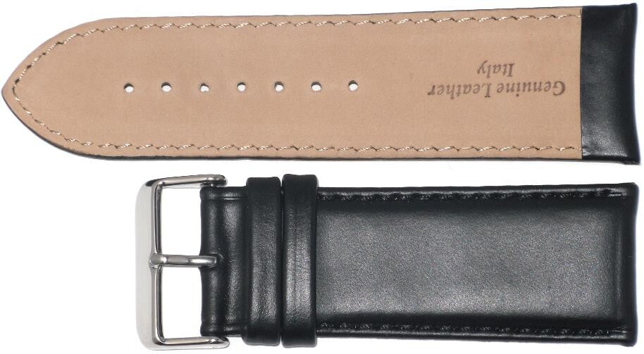 Watch Band Genuine Leather Black Padded Grain 26mm