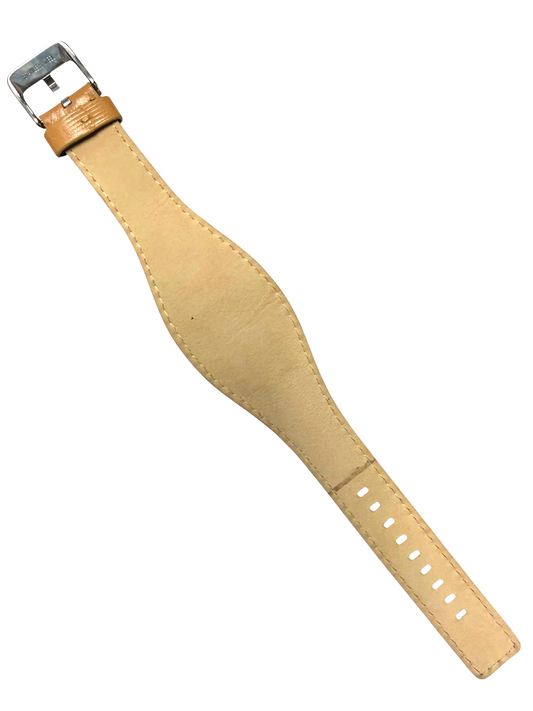18mm Genuine Leather Watch Band Beige for Fossil & Guess Watches