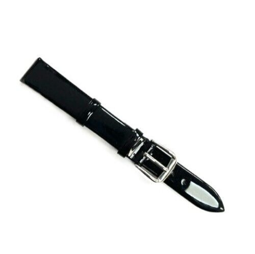 Watch Band 12MM Black Color Genuine Leather Soft Sweat Proof and Flat Shiny