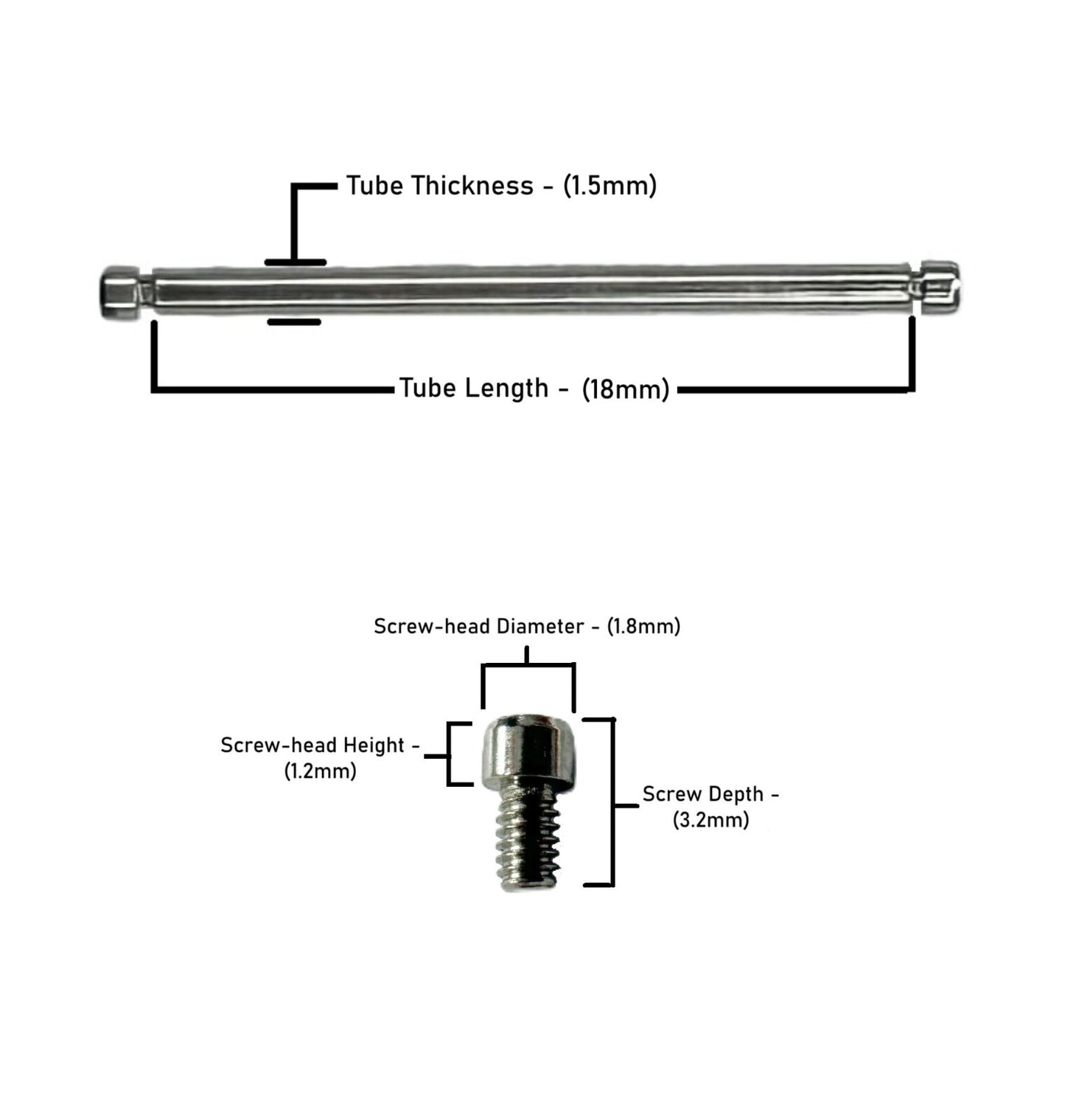 18x1.5mm Tube & Screw for Many High End Watches