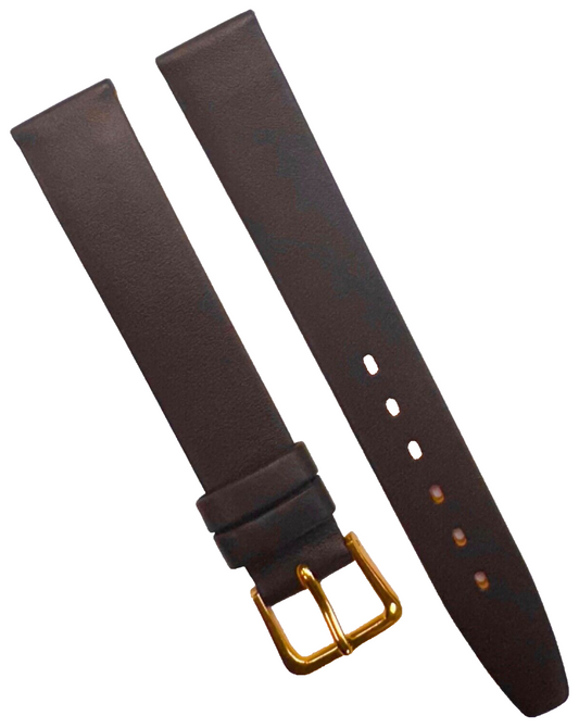 20 mm, 6 lots of Watch Band Dark Brown Genuine Leather Flat Plain