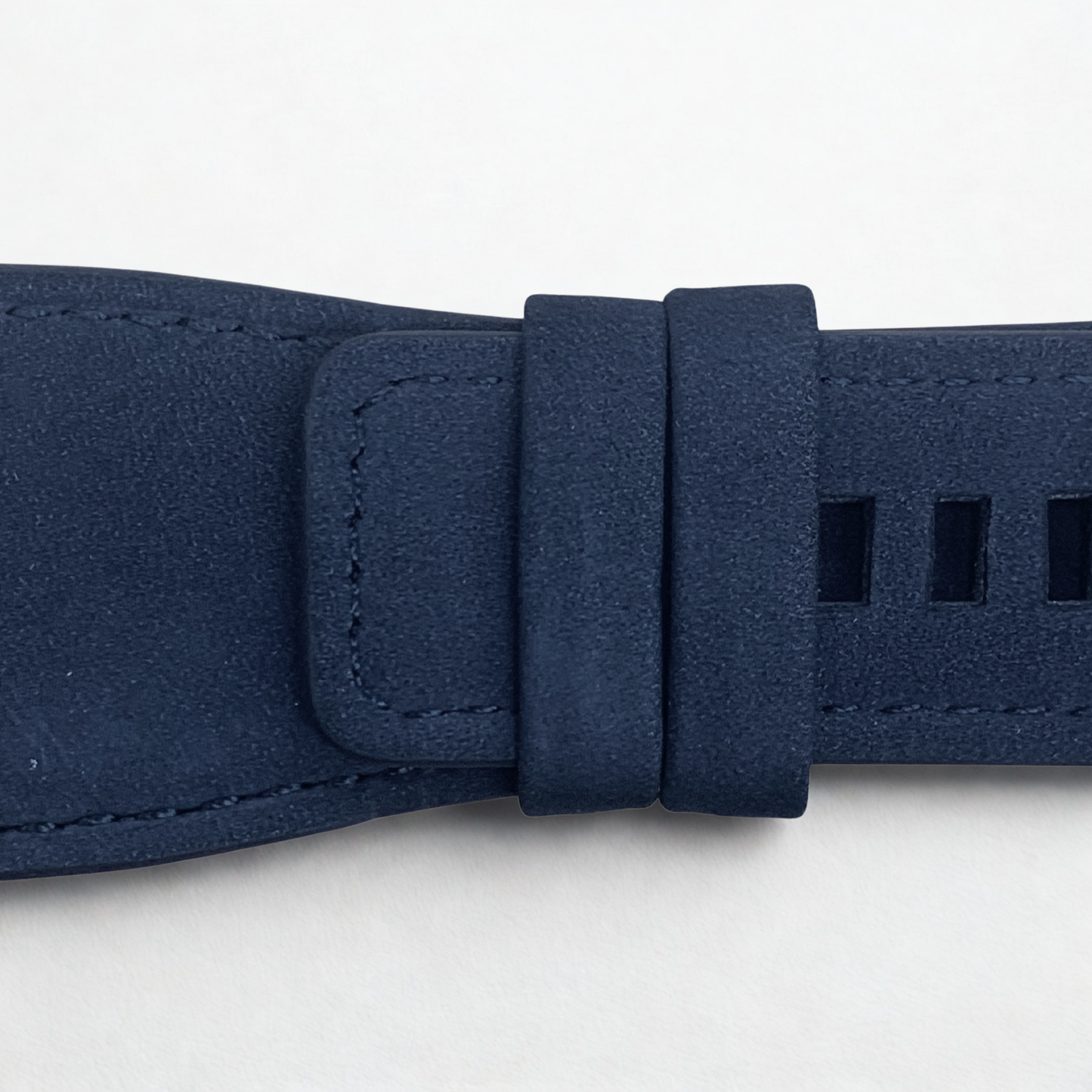 35mm Bell & Ross Style Velvet Leather Watch Strap – Navy Blue w/ Blue Stitching