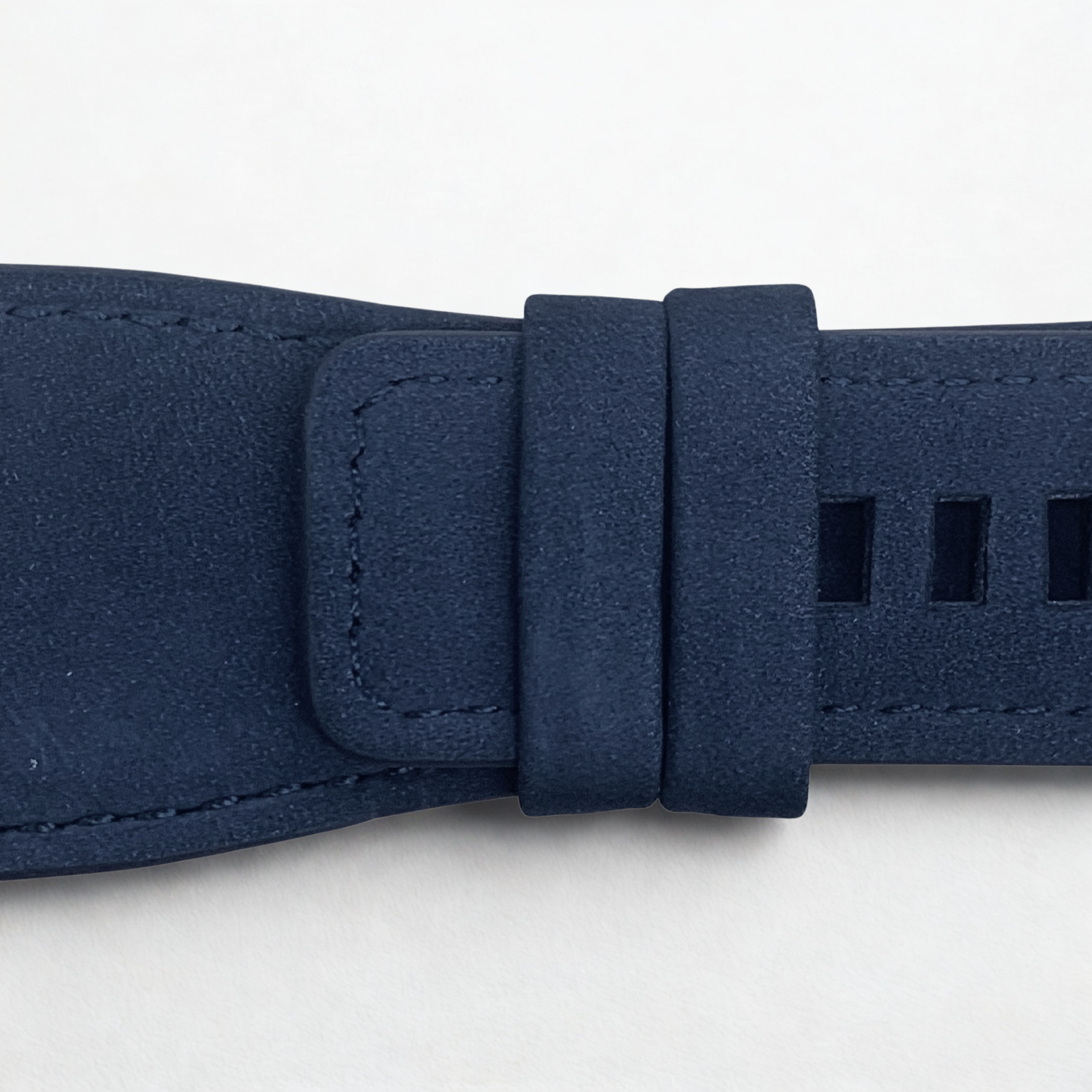 35mm Bell & Ross Style Velvet Leather Watch Strap – Navy Blue w/ Blue Stitching