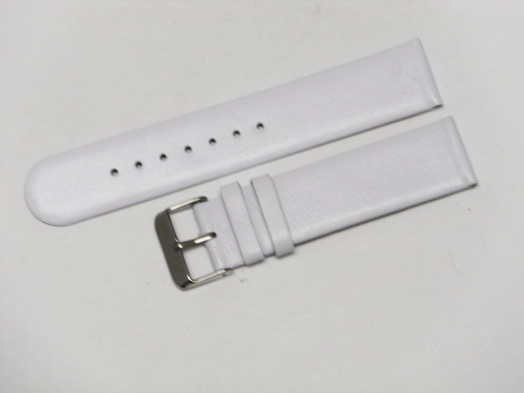 Lot of 6Pcs. Bands 20MM Plain White Genuine Leather Watch Band Flat