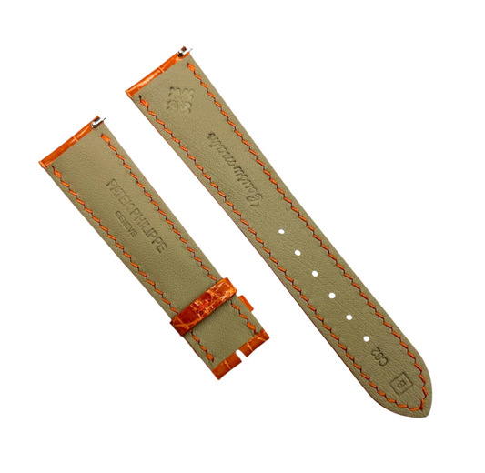 Genuine Patek Philippe Orange Alligator Leather Band 20mm x 17mm