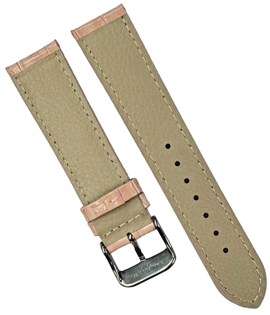 20-18 MM Pink Genuine Leather Alligator Grains Watch Band